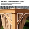 Aoodor 12'x 16'Wooden Grain Coated Aluminum Gazebo Hardtop 2-Tier Black Steel Roof, Wooden Print Frame with Curtain&Netting for Patios, Gardens, Lawns - 4 of 4