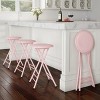Set of 4 Counter Height Bar Stools – 24-Inch Backless Folding Chairs with 225lb Capacity for Kitchen, Rec Room, or Game Room by Trademark Home (Pink) - 2 of 4