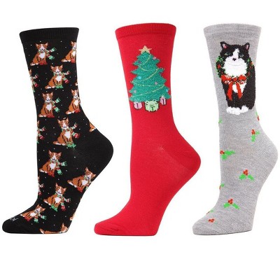 MeMoi 3 Pair Bundle Women's Holiday Crew Socks