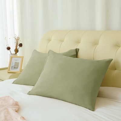 2 Pcs Travel 14"x20" 1800 Microfiber Soft Pillowcase Sage  - PiccoCasa