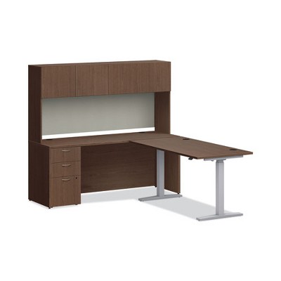 Sepia Walnut 72" Laminate Desk Hutch with 3 Compartments