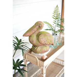 Decorative Faux Concrete Pelican – 16" Tall Coastal Accent by Kalalou - 1 of 4
