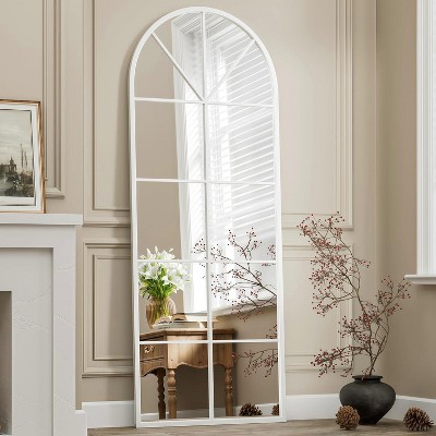 Beautyolove Full Length Mirror 58" x 18" Arched Floor Mirror Wall Hanging Mounted Mirrors Full Body Mirrors, White
