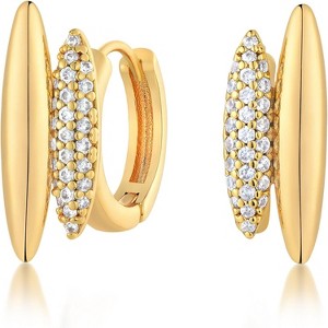 Dremmy Studios CZ Huggie Hoop Earrings | 14K Gold Plated, Chunky & Minimalist Gift - 1 of 4