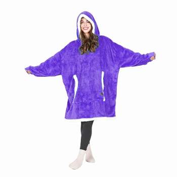 Purple Wearable Blanket Hoodie for Women and Men Oversized Cozy Sherpa  Hooded Sweatshirt Blankets for Adul Blanket Hoodie