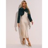 INSPIRE CHIC Women's Evening Bow Tie Front Turndown Collar Faux Fur Fluffy Cropped Coat - 3 of 4