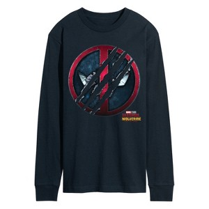 Men's - Marvel - Deadpool & Wolverine Scratch Logo Long Sleeve Graphic T-Shirt - 1 of 4