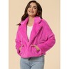 Allegra K Women's Cropped Notch Lapel Open Front Faux Fur Fluffy Coat - image 2 of 4