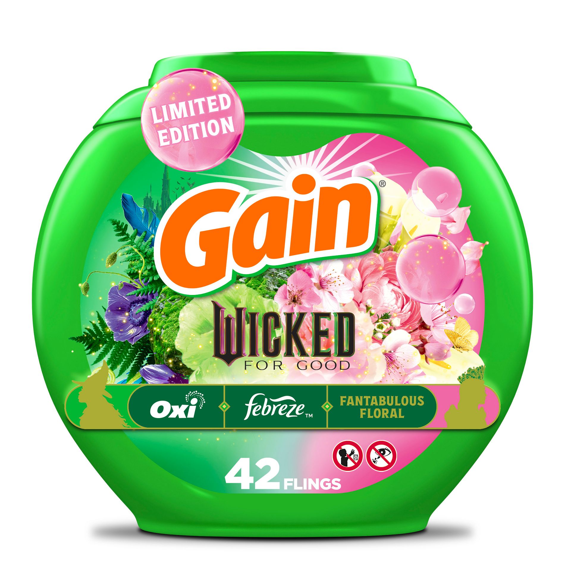 Gain Wicked Flings Laundry Detergent Pacs Limited Edition with Oxi - 42ct