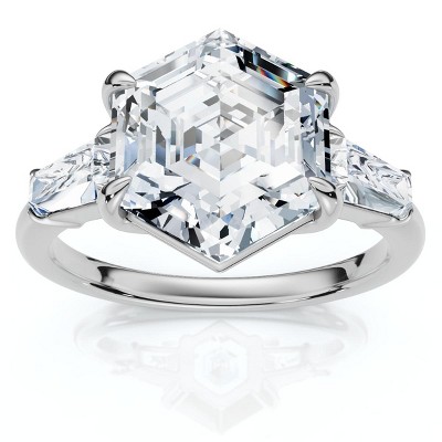 Pompeii3 Certified 3 1/2Ct Hexagon Diamond Engagement Ring 14k Gold or Platinum Lab Created