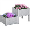 YONWAY Set of 2 Raised Garden Bed with Legs, Self-Watering Planter Box Raised Bed to Grow Flowers,  & Vegetables, Gray(7.25"H+10.25"H) - 2 of 4