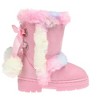 Bebe Girl's Stylish and Cozy Microsuede Winter Boots with Sparkling Rhinestone Grommets and Playful Pom Pom Accents - 2 of 4