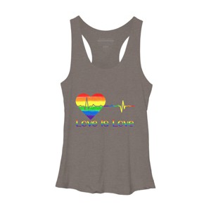 Adult Design By Humans Pride Love is Love Heartbeat By WinterJJ Racerback Tank Top - 1 of 2