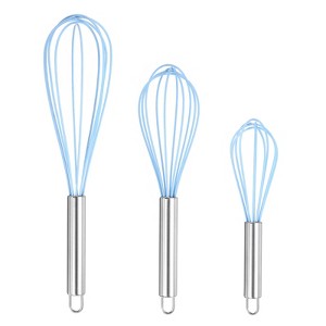 Unique Bargains Stainless Steel Silicone Non-Stick Coated Heat-Resistant Whisk 3 Pcs - 1 of 4