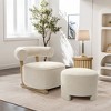 LuxenHome Upholstered Cream Modern U-Shape Back Accent Chair with Matching Ottoman Beige - image 2 of 4