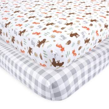 Hudson Baby Infant Boy Cotton Fitted Crib Sheet, Woodland, One Size