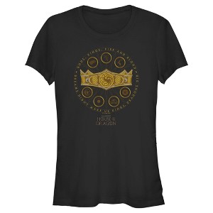 Juniors Womens Game of Thrones: House of the Dragon Gods Kings Fire and Blood Crown Logo T-Shirt - 1 of 4