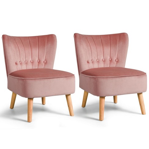 Pink chair discount with wooden legs