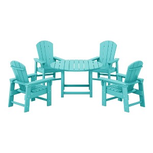 WestinTrends Malibu Kids 5-Piece HDPE Outdoor Patio Round Dining Table and Chairs Set - 1 of 4
