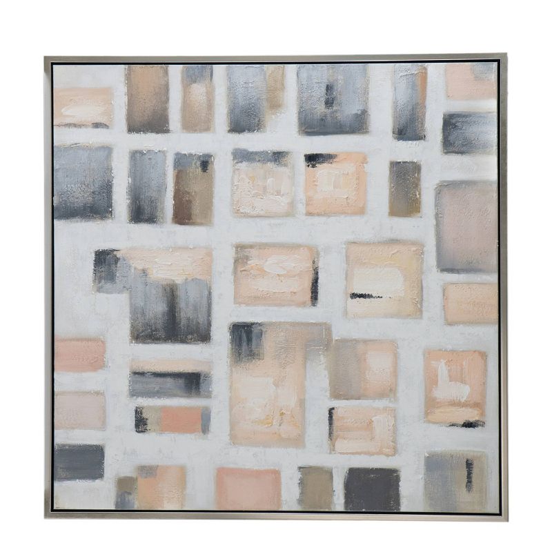 40&#34;x40&#34; Cornerstone Hand Painted Framed Wall Art Peach/Gray/Silver - A&#38;B Home, 1 of 14