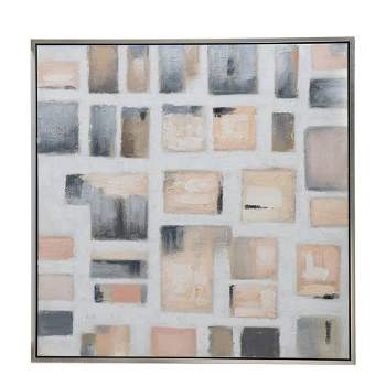 40"x40" Cornerstone Hand Painted Framed Wall Art Peach/Gray/Silver - A&B Home
