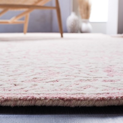 Pink and Ivory Hand-Tufted Wool Rectangular Area Rug