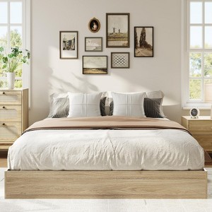 King Size Wood Platform Bed Frame,Wooden Bed Frame Without Headboard, Wood Slat Support,No Box Spring Needed, Easy Assembly - 1 of 4