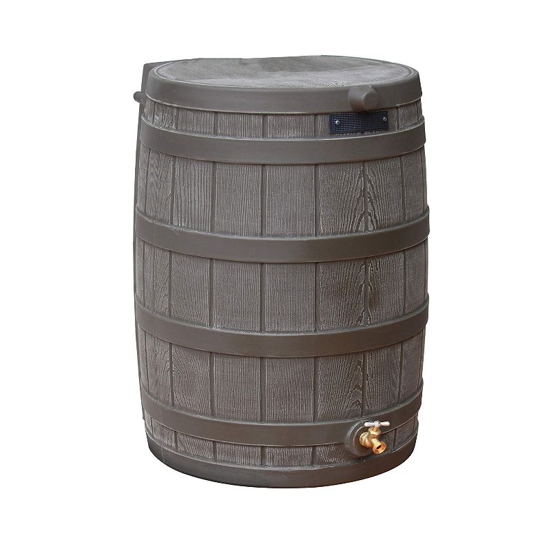 Good Ideas Rain Wizard Water Storage Rain Collection Barrel 50-Gallon w/ Diverter Kit, Oak, 2 of 7