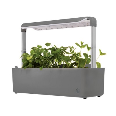 iDesign Countertop Self-Watering Plant Pot Center with Grow Light and 3 Plant Pots, Charcoal
