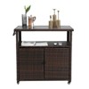 VisioGear Outdoor Bar Cart, Patio Wine Serving Cart, Rolling Rattan Beverage Bar Counter Table for Party, Black&Brown, 51.18"*19.69"*35.43" - 2 of 4
