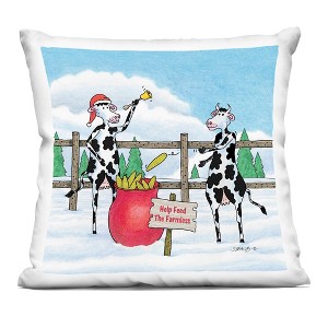 Stupell Industries Feed The Farmless Funny Cows Indoor Pillow, 18 x 18 - 1 of 3