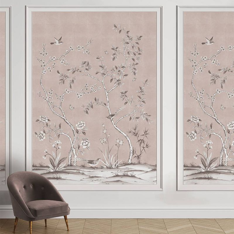 Tempaper &#38; Co. 108&#34;x78&#34; Chinoiserie Garden Blush Removable Peel and Stick Vinyl Wall Mural, 4 of 6