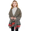 Anna-Kaci Women's Classic Leopard Print Scarf Contrasting Stripes Lightweight Shawl Wrap Scarves - 4 of 4