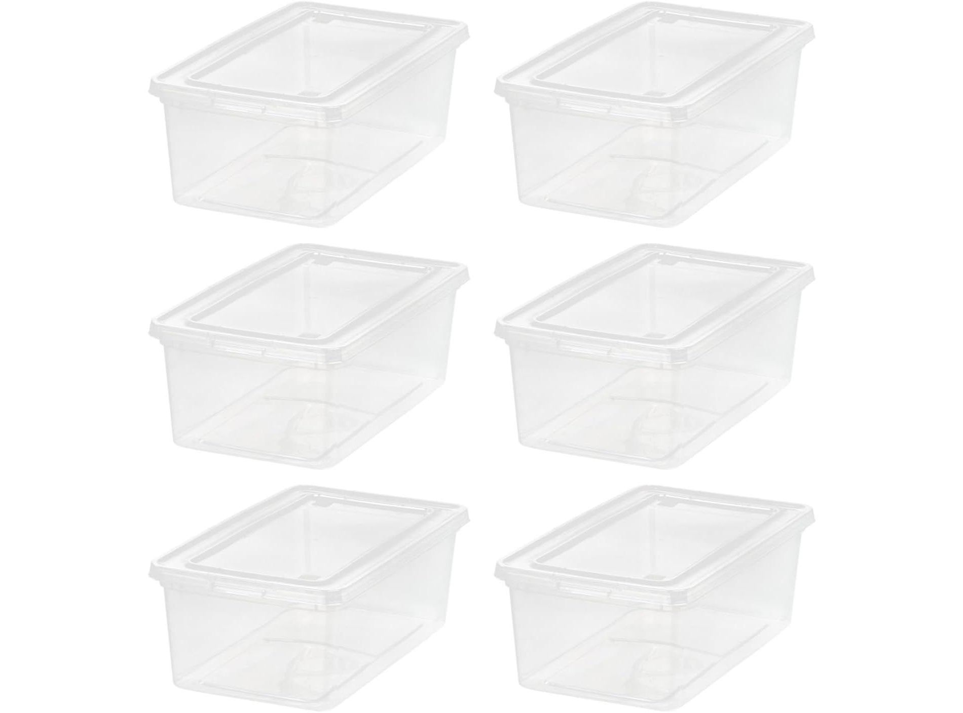 IRIS USA 6 Qt Stackable Plastic Storage Bins with Lids, Clear, 6Pk