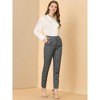 INSPIRE CHIC Women's Vintage Tartan Plaid Elastic Waist Straight Long Trousers - 4 of 4