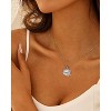 Molenia Bird Flower Necklace for Women, Dual-Layer 925 Sterling Silver Hummingbird Floral Pendant Mother of Pearl Shell Circle Necklace Nature Jewelry - 2 of 4