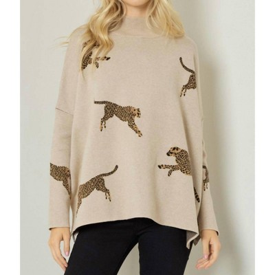 Women's Leopard Pullover Tunic Sweater - entro