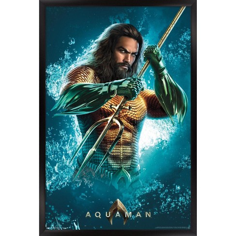 Trends International Dc Comics Movie Aquaman Trident Framed Wall Poster Prints Black Framed Version 14 725 X 22 375 Target