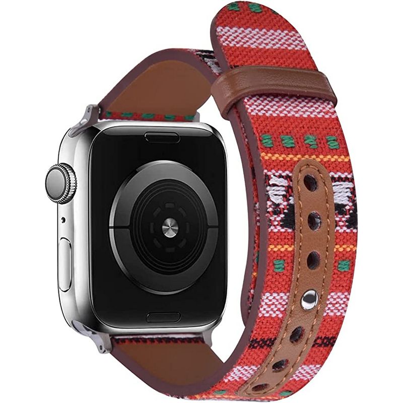 Worryfree Gadgets Canvas Leather Band for Apple Watch 38/40/41mm, 42/44/45mm iWatch Series 8 7 6 SE 5 4 3 2 1, 4 of 6