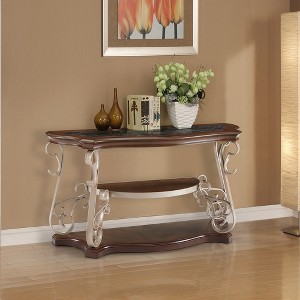 Rectangular Coffee Table With Marble Paper Top, Birch Middle Shelf, Metal Legs Modern Sleek Cocktail Table,abstract,brown,54.02in,4.5ft - 1 of 3
