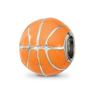 Black Bow Jewelry Sterling Silver & Orange Enameled Basketball Bead Charm - 1 of 4
