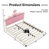 Princess Bed with Crown Headboard PU Upholstered Bed Frame for Girls Bedroom,Modern Cream Style-Maison Boucle - 4 of 4