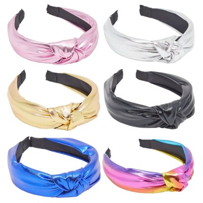 Glamlily 6 Pack Matallic Knot Headbands, Fashion Headbands for Women and Girls (6 Colors)