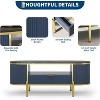 COZONY Modern Fluted Coffee Table with Drawer, 48" Oval Faux Marble Top & Gold Legs for Living Room - 3 of 4