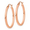 Black Bow Jewelry 2mm x 30mm Polished 14k Rose Gold Square Tube Round Hoop Earrings - 2 of 4