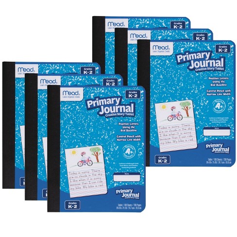 Mead Primary Journal Half Page Ruled, 100 Sheets per Book, Pack of 6