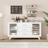 Whizmax 56" Coffee Bar Cabinet with 2 Fluted Glass Doors, Modern Sideboard Buffet Cabinet with 3 Large Drawers for Kitchen Dining Living Room - 3 of 4