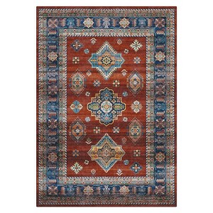Washable Vintage Rug Non Slip Low Pile Rug Soft Throw Floor Cover Foldable Indoor Carpet for Living Room Bedroom Office - 1 of 4