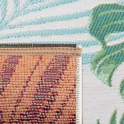 Barbados Green and Teal Synthetic Square Tropical Area Rug