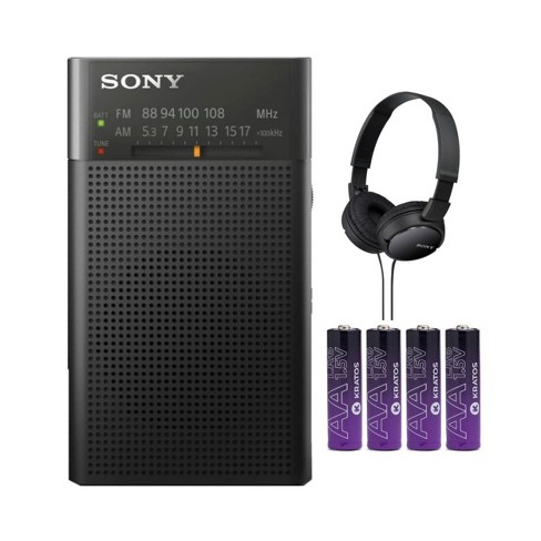 Sony Icfp27 Portable With Speaker (black) With Headphones Bundle : Target